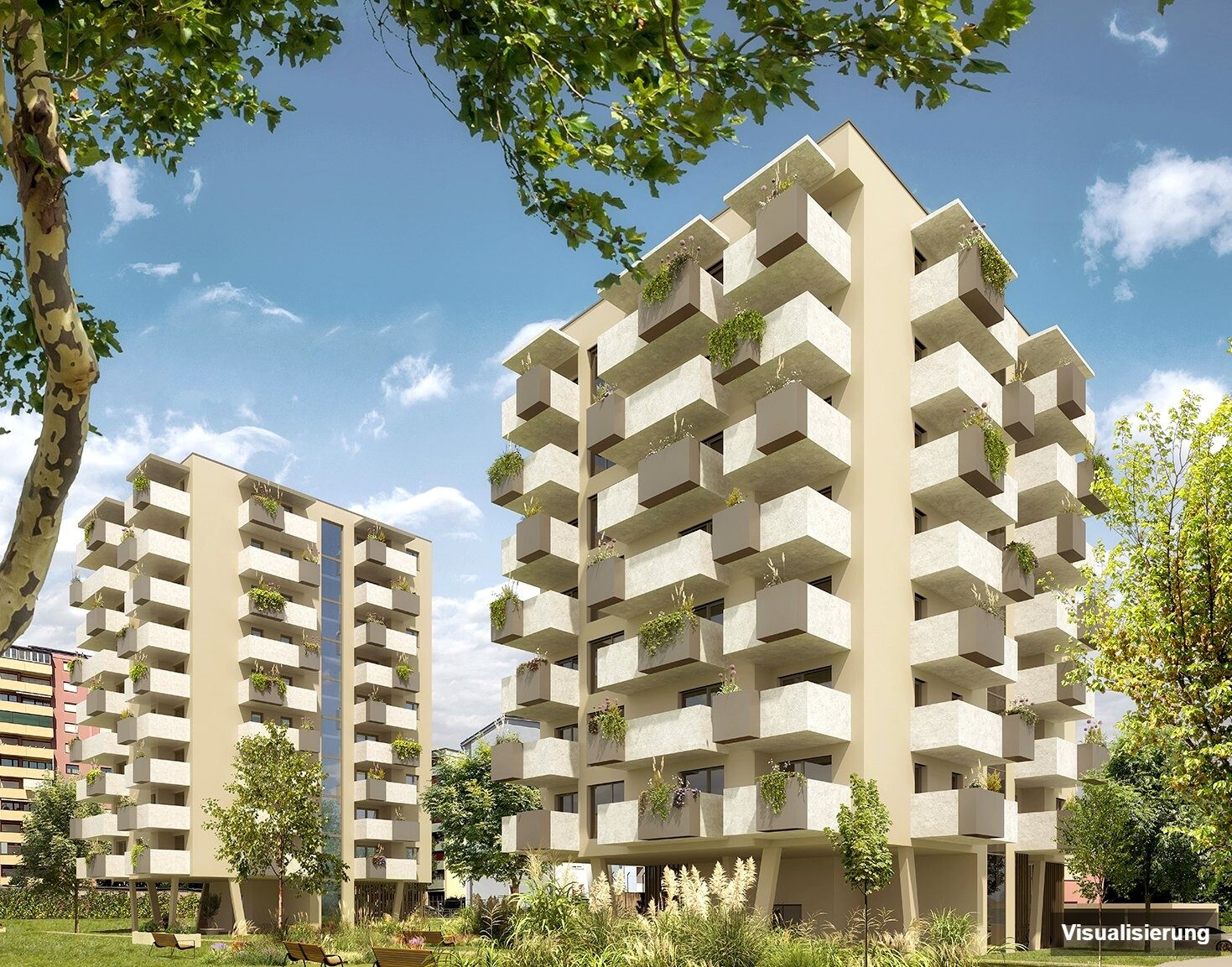 Visualisierung: Klagenfurt · Neubau: 2-Zimmer-Anlegerwohnung ca. 43 m² · Oasis City Life Klagenfurt · provisionsfrei