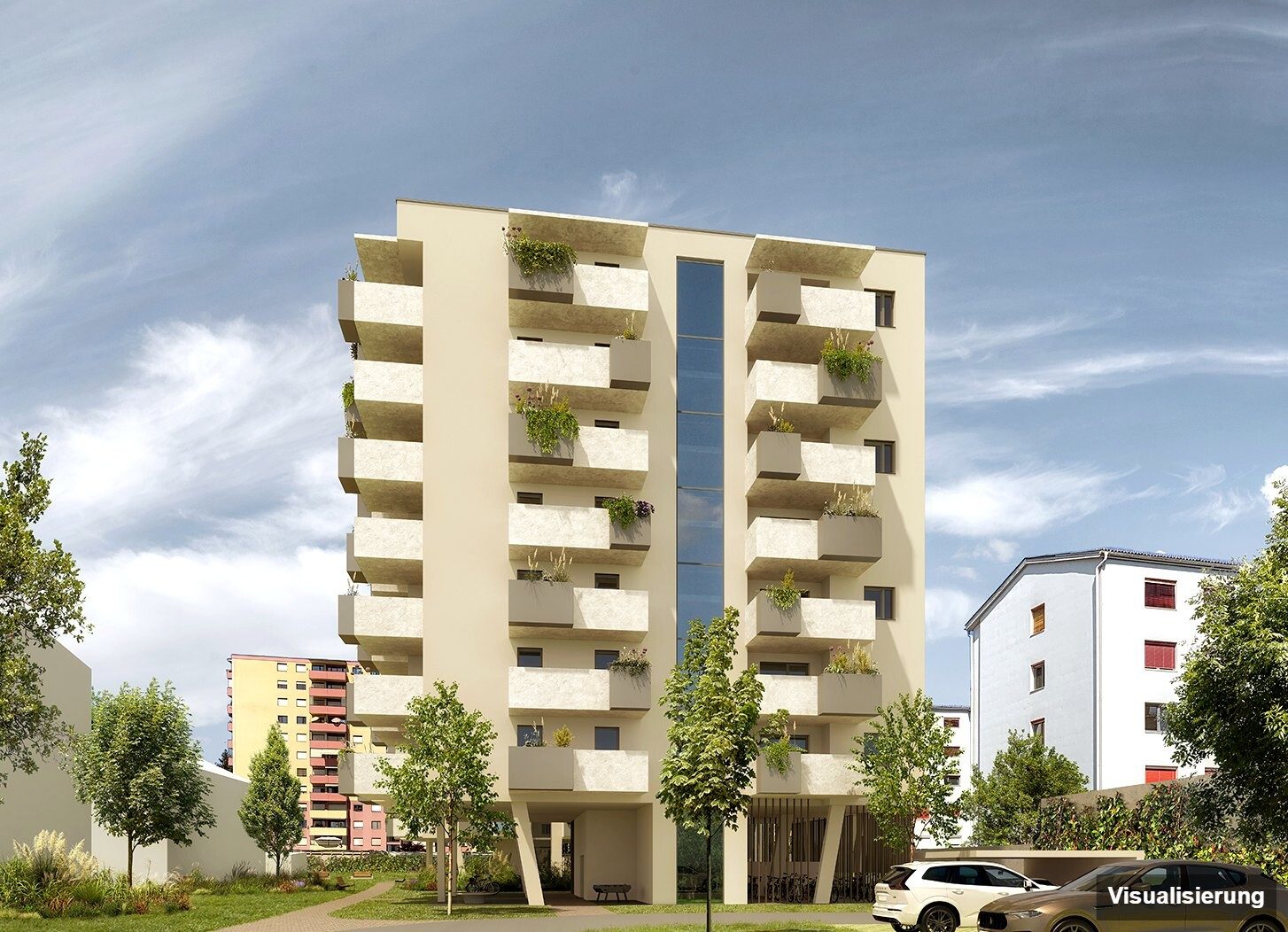 Ansicht Wohnanlage (Visualisierung): Klagenfurt · Neubau: 1-Zimmer-Anlegerwohnung ca. 29 m² · Oasis City Life Klagenfurt · provisionsfrei