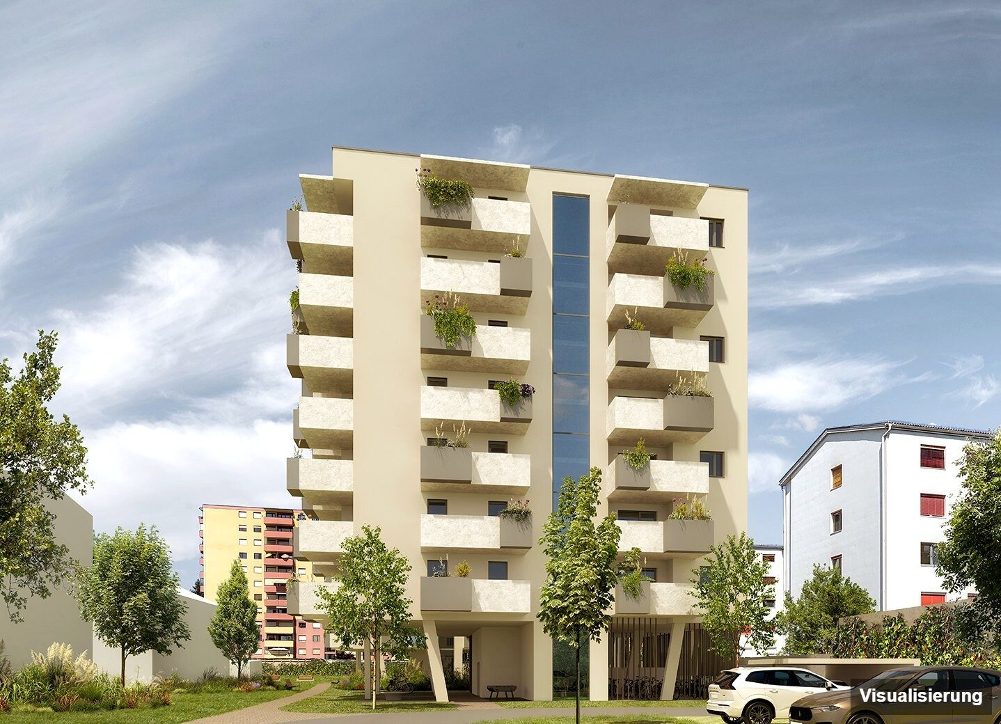Ansicht Wohnanlage (Visualisierung): Klagenfurt · Neubau: 1-Zimmer-Anlegerwohnung ca. 29 m² · Oasis City Life Klagenfurt · provisionsfrei