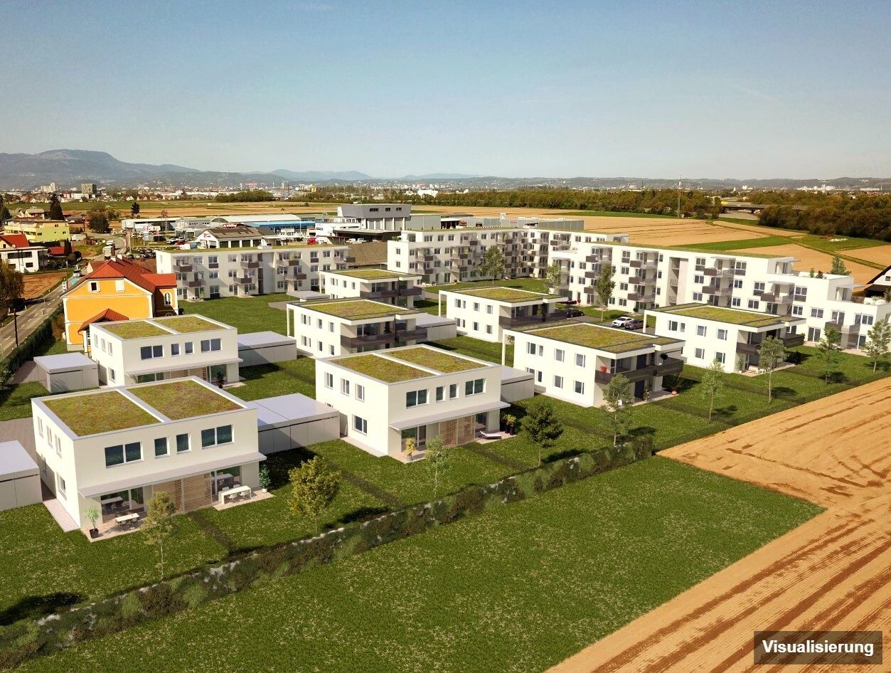 Ansicht Wohnanlage (Visualisierung): Seiersberg · Bestand: 3-Zimmer-Anlegerwohnung ca. 68 m² · Oasis Seiersberg · provisionsfrei