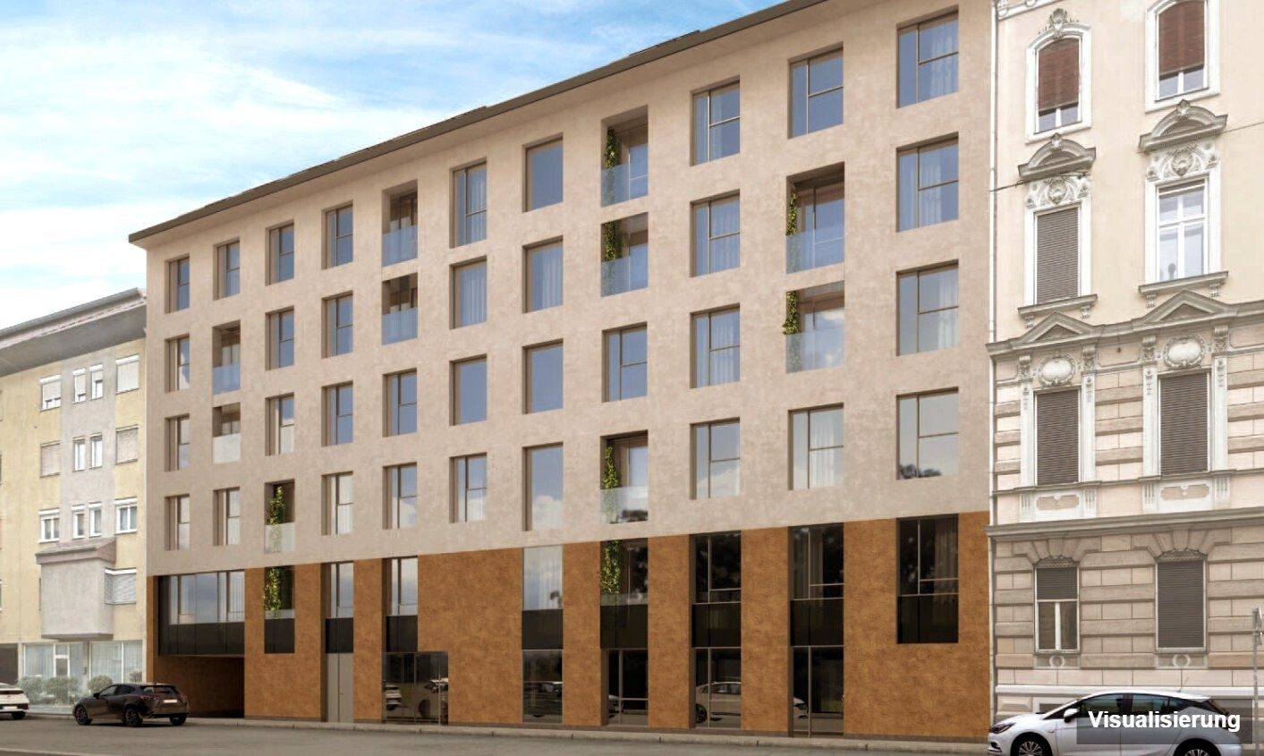 Visualisierung: Graz-St. Leonhard · Neubau: 2-Zimmer-Anlegerwohnung ca. 27 m² · Oasis Uhlandgasse · Kurzzeitvermietung · provisionsfrei