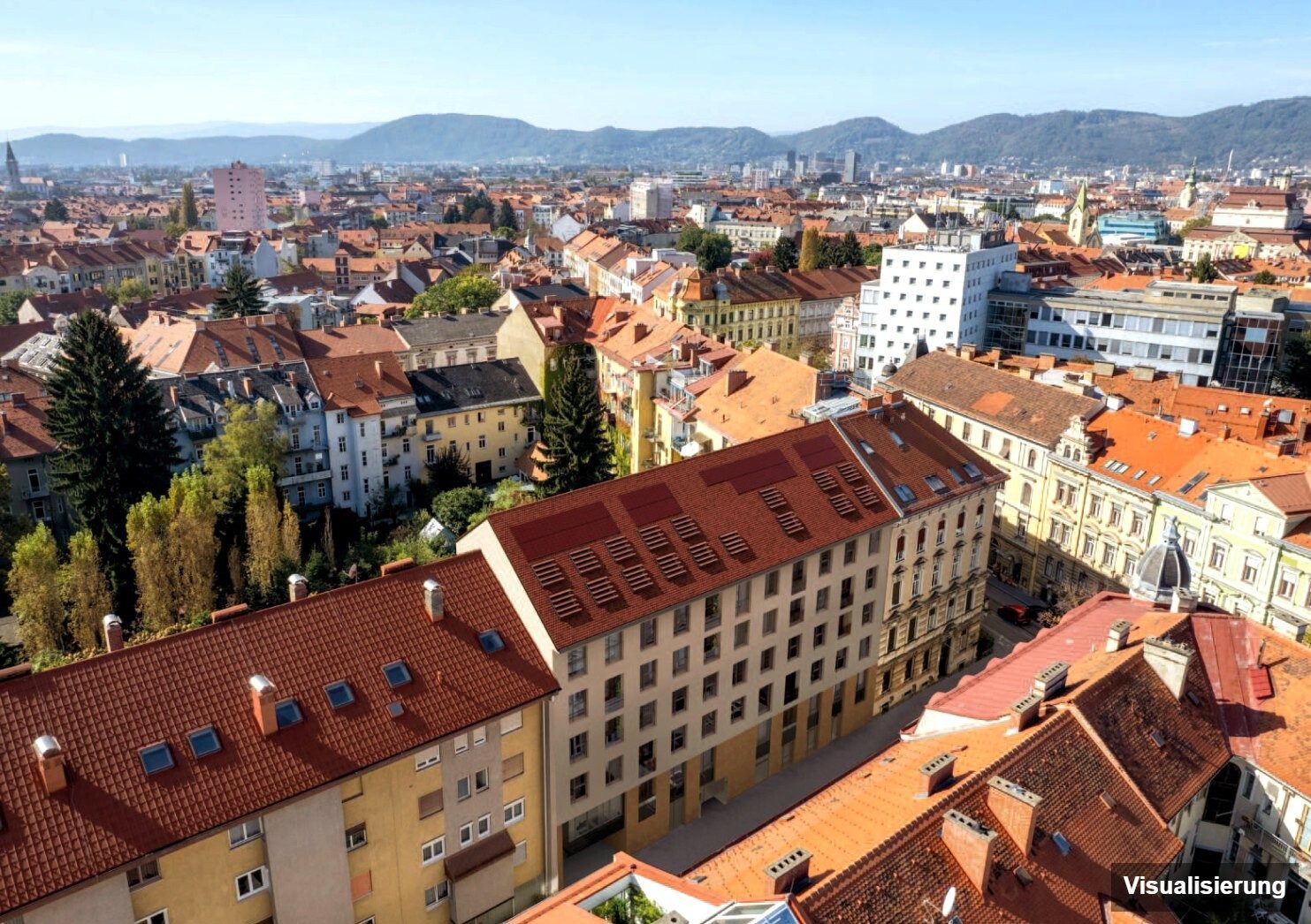 Visualisierung: Graz-St. Leonhard · Neubau: 3-Zimmer-Anlegerwohnung ca. 70 m² · Oasis Uhlandgasse · Kurzzeitvermietung · provisionsfrei