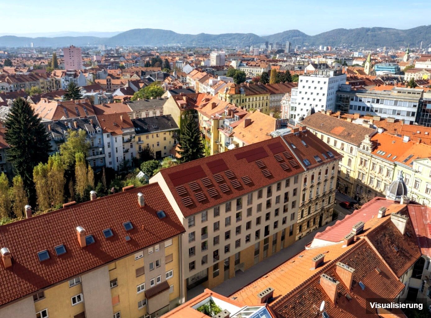 Visualisierung: Graz-St. Leonhard · Neubau: 3-Zimmer-Anlegerwohnung ca. 67 m² · Oasis Uhlandgasse · Kurzzeitvermietung · provisionsfrei