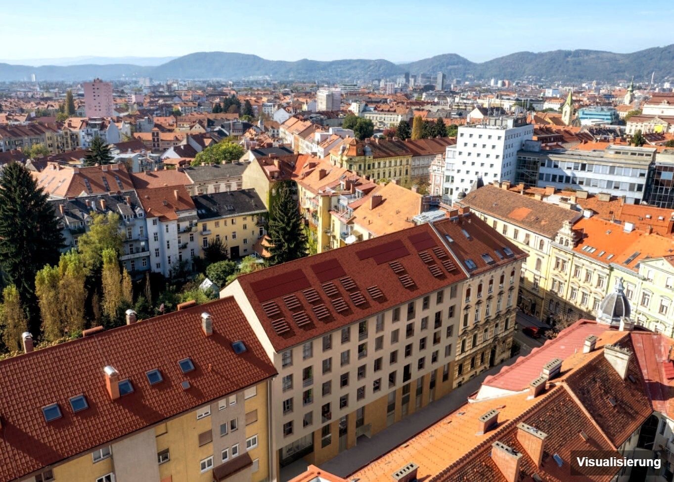 Visualisierung: RESERVIERT · Graz-St. Leonhard · Neubau: 3-Zimmer-Anlegerwohnung ca. 61 m² · Oasis Uhlandgasse · Kurzzeitvermietung · provisionsfrei
