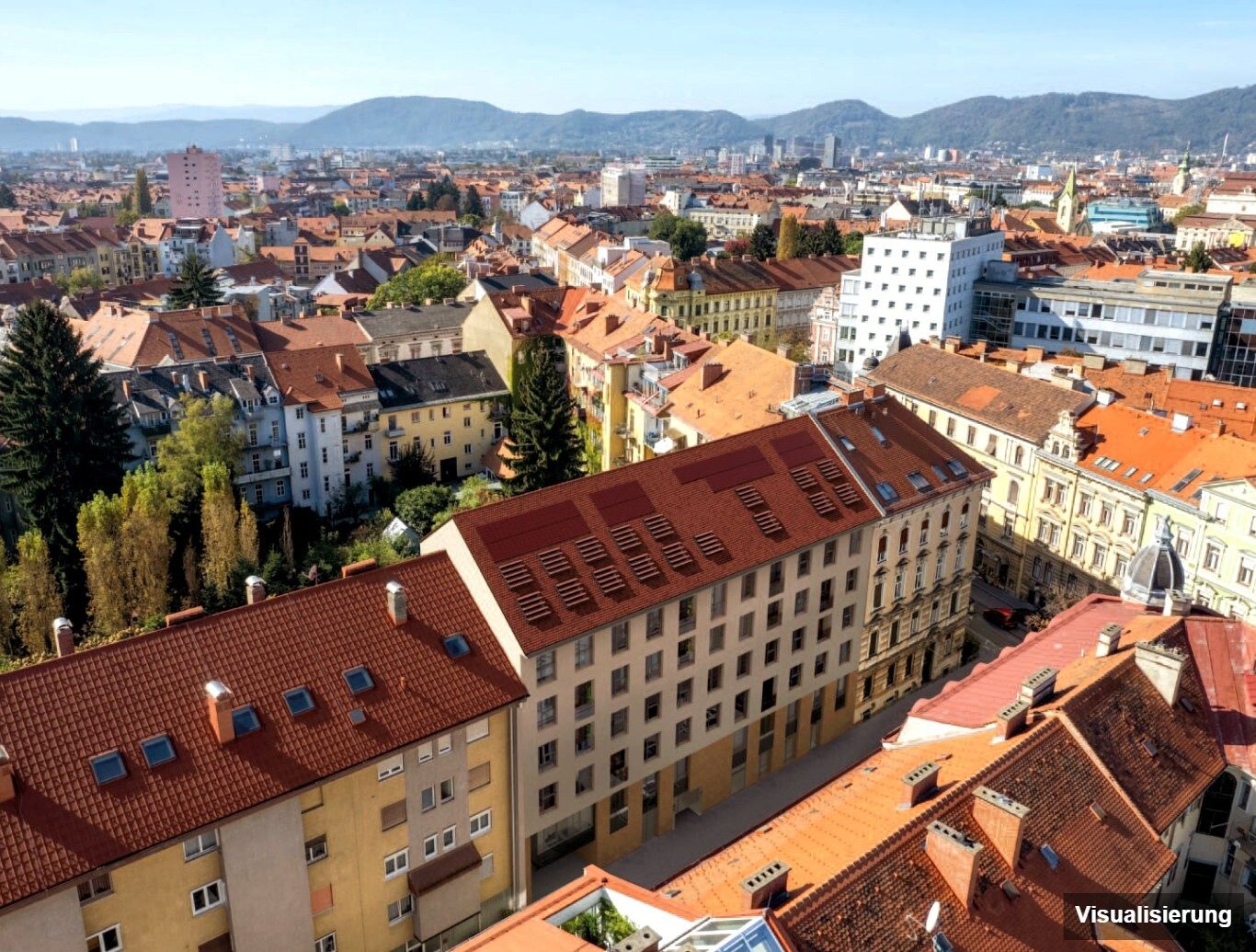 Visualisierung: Graz-St. Leonhard · Neubau: 4-Zimmer-Anlegerwohnung ca. 75 m² · Oasis Uhlandgasse · Kurzzeitvermietung · provisionsfrei