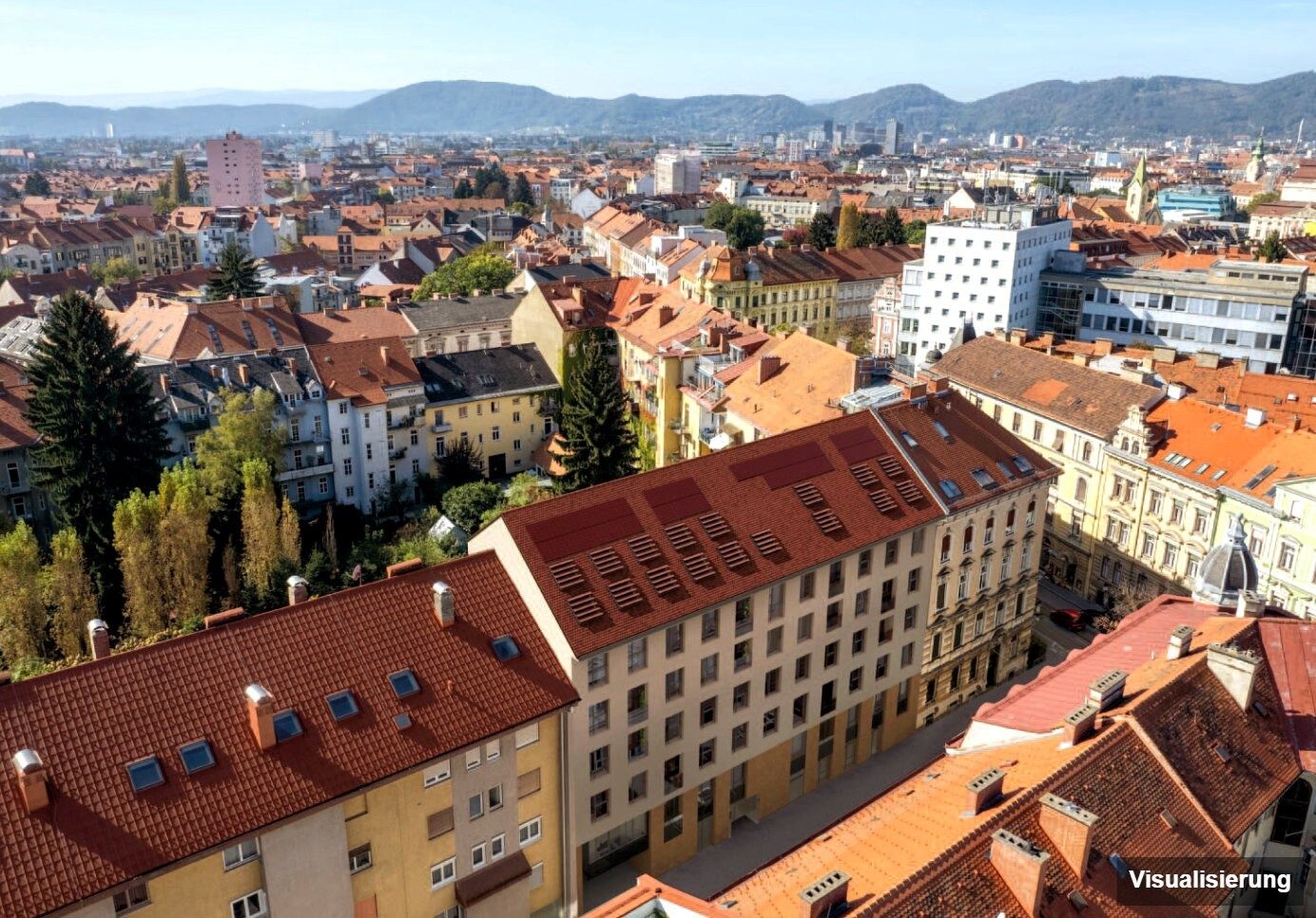Visualisierung: Graz-St. Leonhard · Neubau: 4-Zimmer-Anlegerwohnung ca. 76 m² · Oasis Uhlandgasse · Kurzzeitvermietung · provisionsfrei