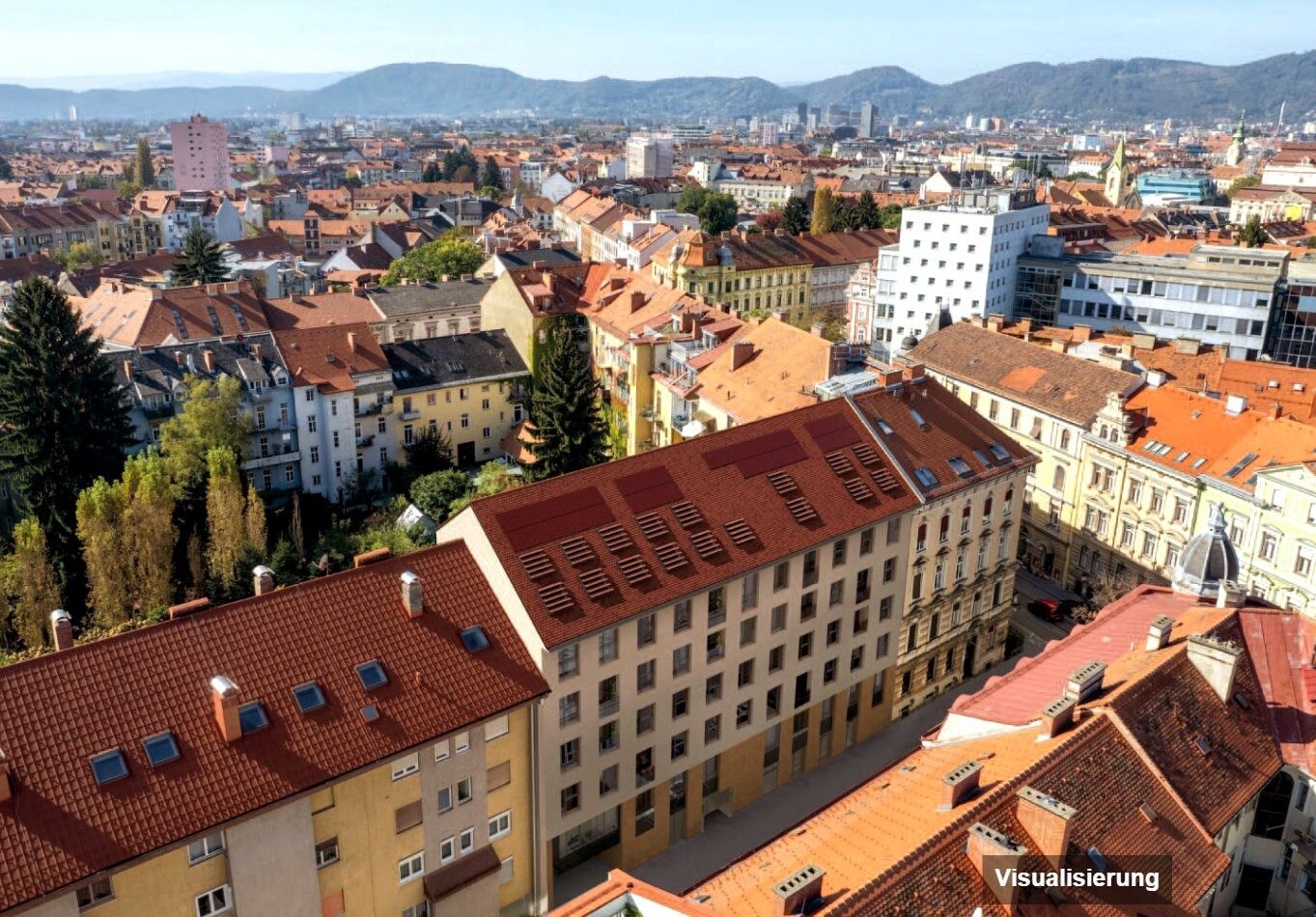 Visualisierung: Graz-St. Leonhard · Neubau: 2-Zimmer-Anlegerwohnung ca. 47 m² · Oasis Uhlandgasse · provisionsfrei