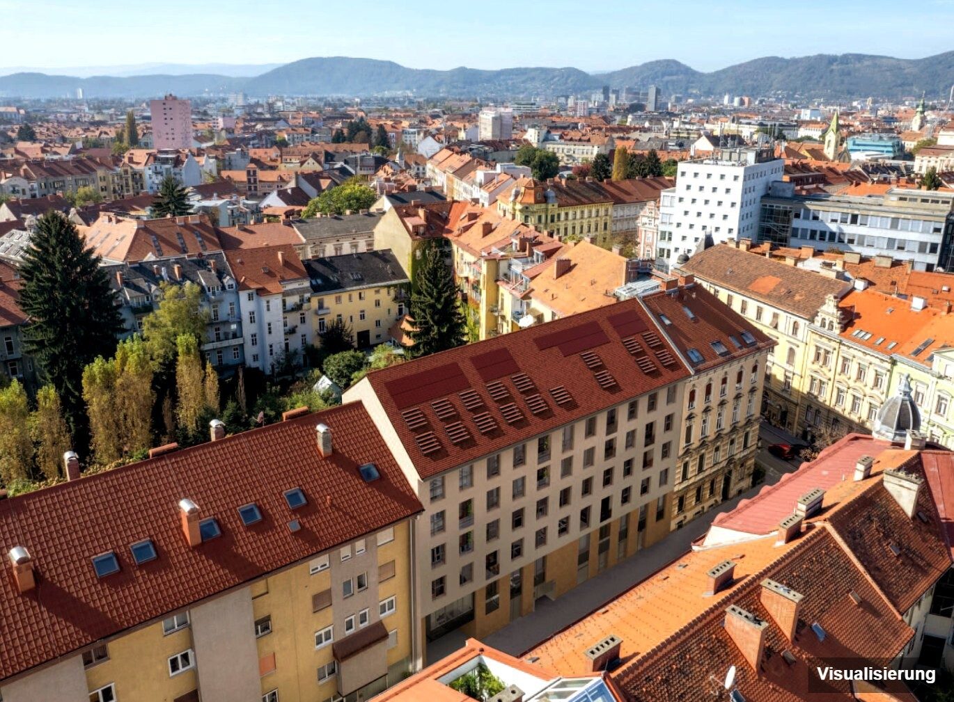 Visualisierung: Graz-St. Leonhard · Neubau: 1-Zimmer-Anlegerwohnung ca. 52 m² · Oasis Uhlandgasse · provisionsfrei