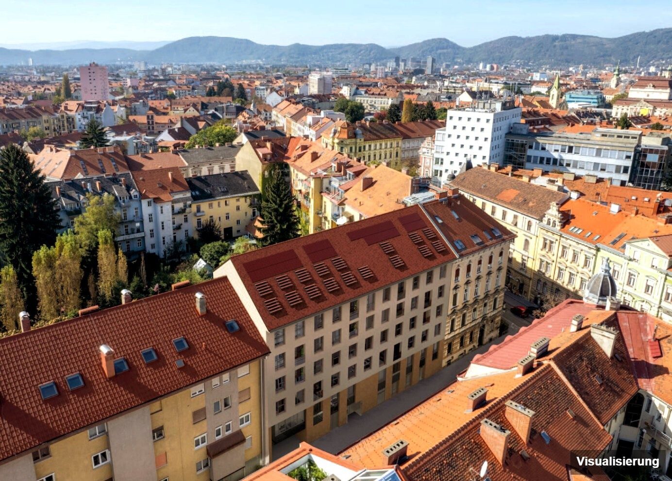 Visualisierung: Graz-St. Leonhard · Neubau: 2-Zimmer-Anlegerwohnung ca. 27 m² · Oasis Uhlandgasse · provisionsfrei