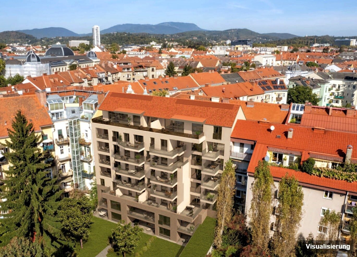 Visualisierung: Graz-St. Leonhard · Neubau: 2-Zimmer-Anlegerwohnung ca. 27 m² · Oasis Uhlandgasse · provisionsfrei