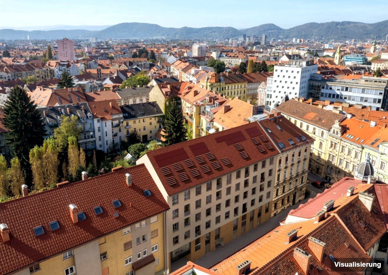 Visualisierung: Graz-St. Leonhard · Neubau: 2-Zimmer-Anlegerwohnung ca. 31 m² · Oasis Uhlandgasse · provisionsfrei