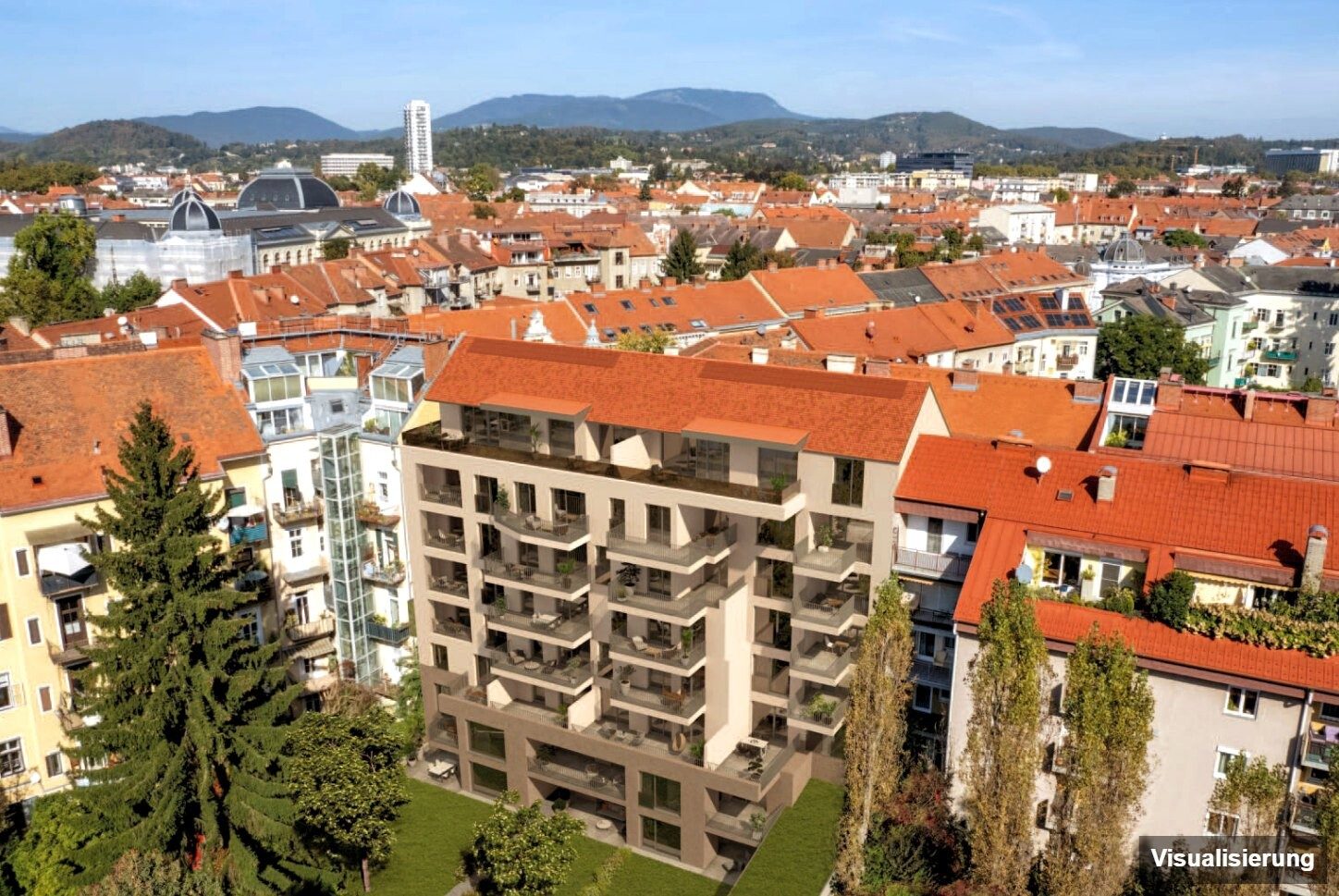 Visualisierung: RESERVIERT · Graz-St. Leonhard · Neubau: 2-Zimmer-Anlegerwohnung ca. 27 m² · Oasis Uhlandgasse · provisionsfrei