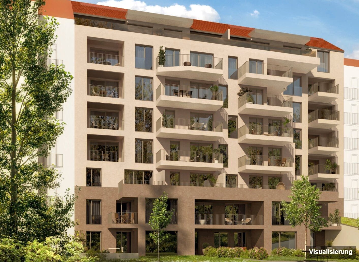Ansicht Wohnanlage (Visualisierung): RESERVIERT · Graz-St. Leonhard · Neubau: 2-Zimmer-Anlegerwohnung ca. 27 m² · Oasis Uhlandgasse · provisionsfrei