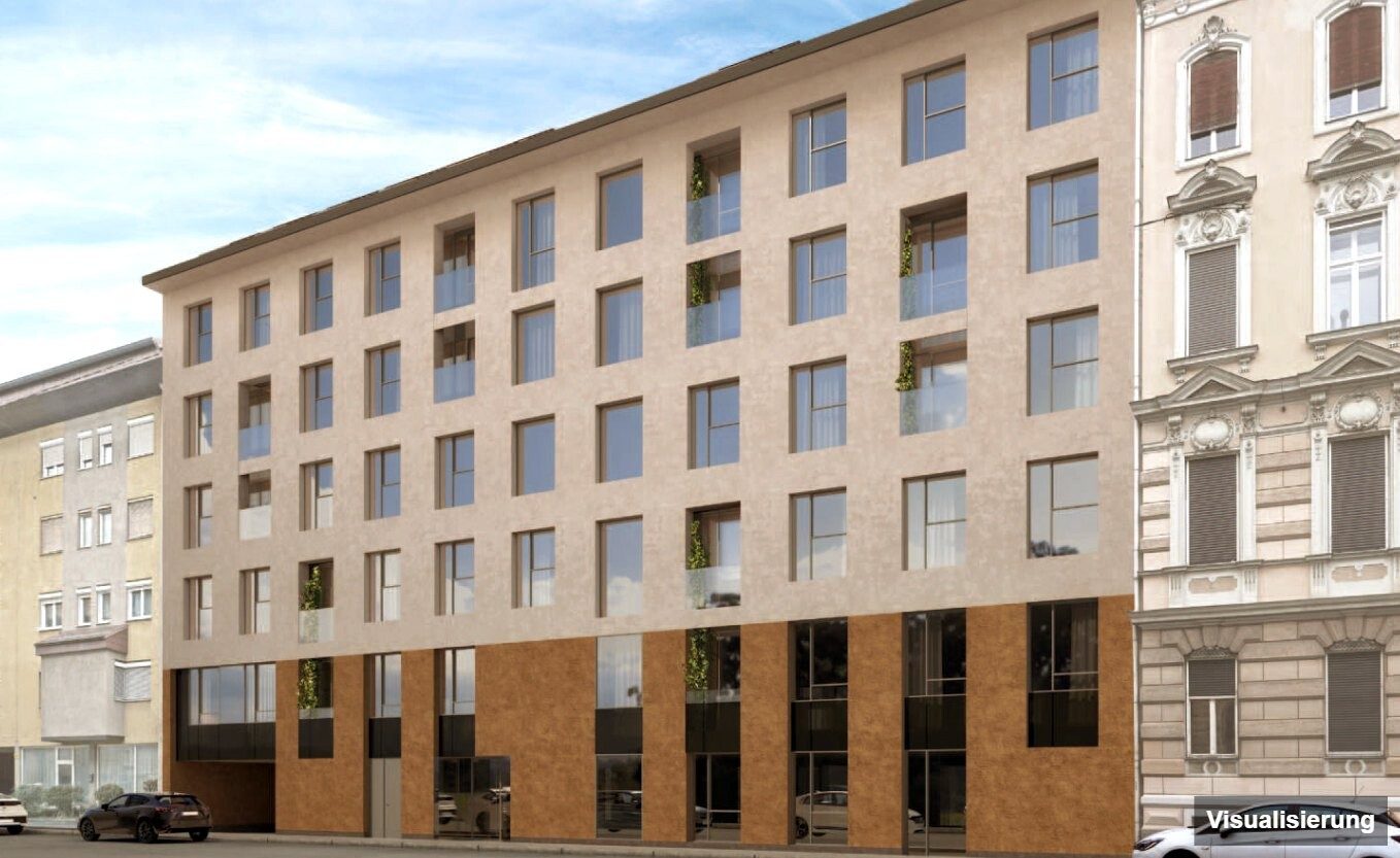 Ansicht Wohnanlage (Visualisierung): RESERVIERT · Graz-St. Leonhard · Neubau: 3-Zimmer-Anlegerwohnung ca. 61 m² · Oasis Uhlandgasse · provisionsfrei