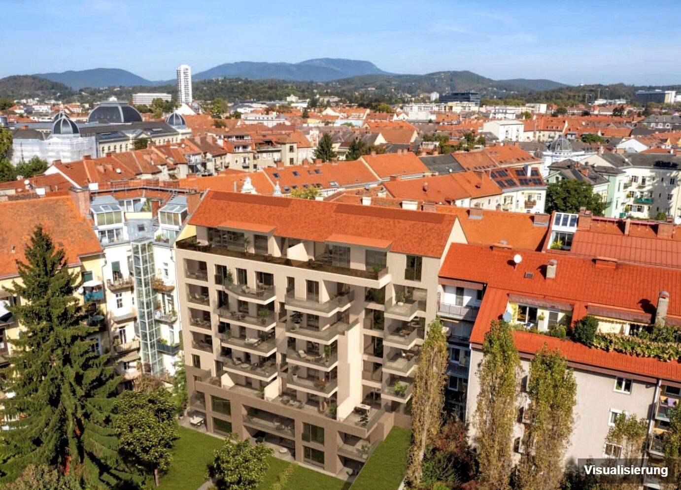 Visualisierung: Graz-St. Leonhard · Neubau: 2-Zimmer-Anlegerwohnung ca. 32 m² · Oasis Uhlandgasse · provisionsfrei
