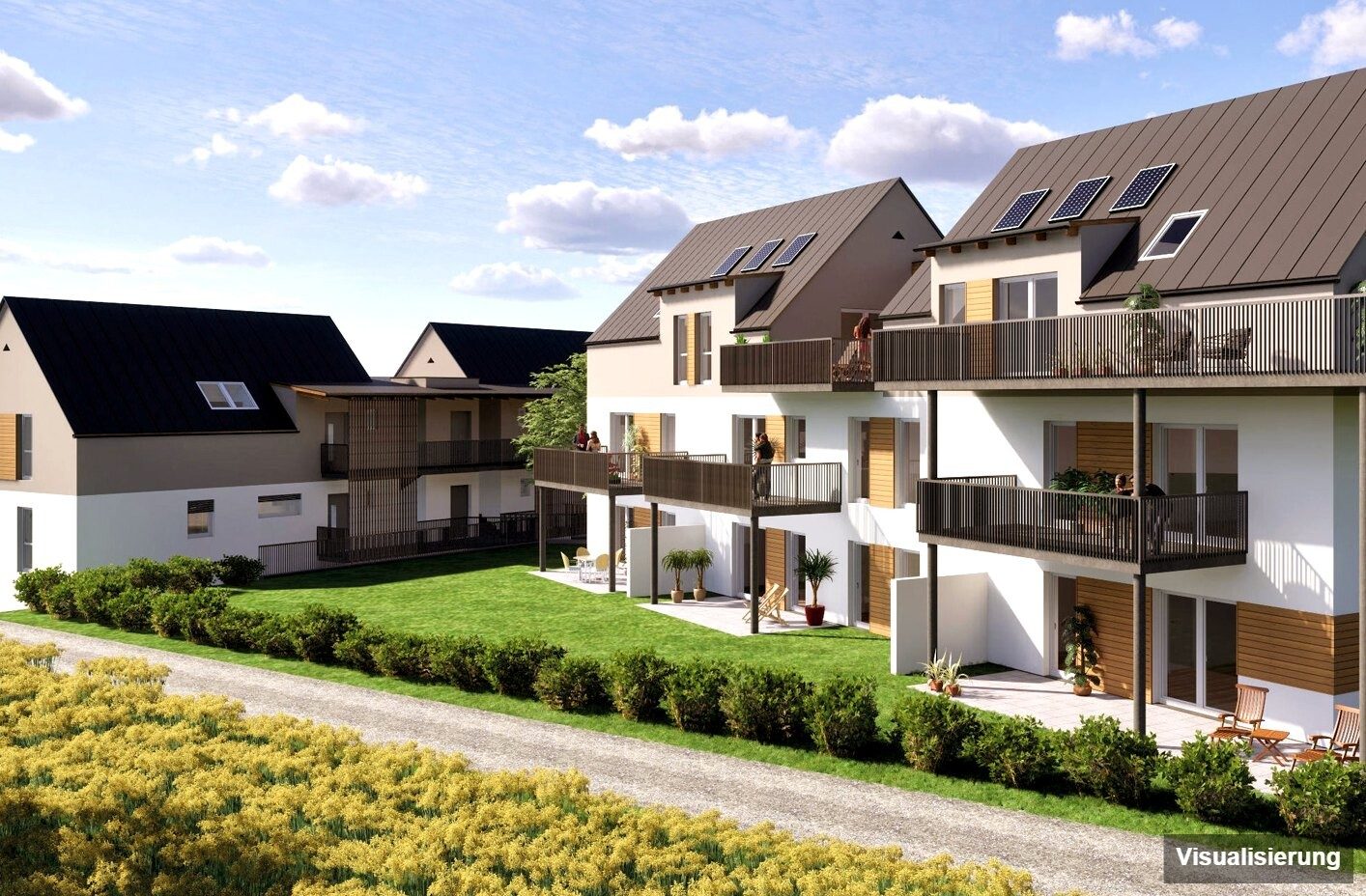Ansicht Wohnanlage (Visualisierung): St. Georgen an der Stiefing · Neubau: 3-Zimmer-Anlegerwohnung ca. 54 m² · St. Georgen an der Stiefing BA2 · provisionsfrei