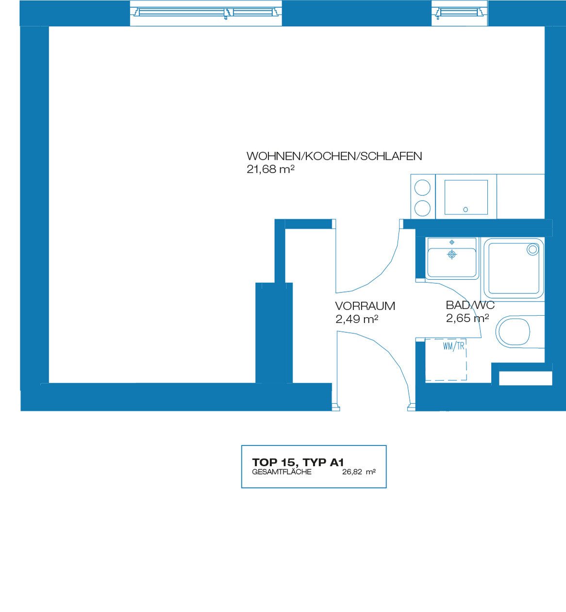 Grundriss – Graz-Wetzelsdorf · Bestand: 1-Zimmer-Anlegerwohnung ca. 27 m² · Straßganger Straße · provisionsfrei