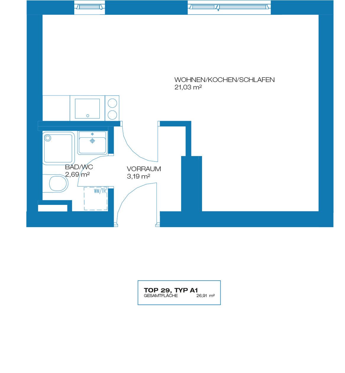 Grundriss – Graz-Wetzelsdorf · Bestand: 1-Zimmer-Anlegerwohnung ca. 27 m² · Straßganger Straße · provisionsfrei