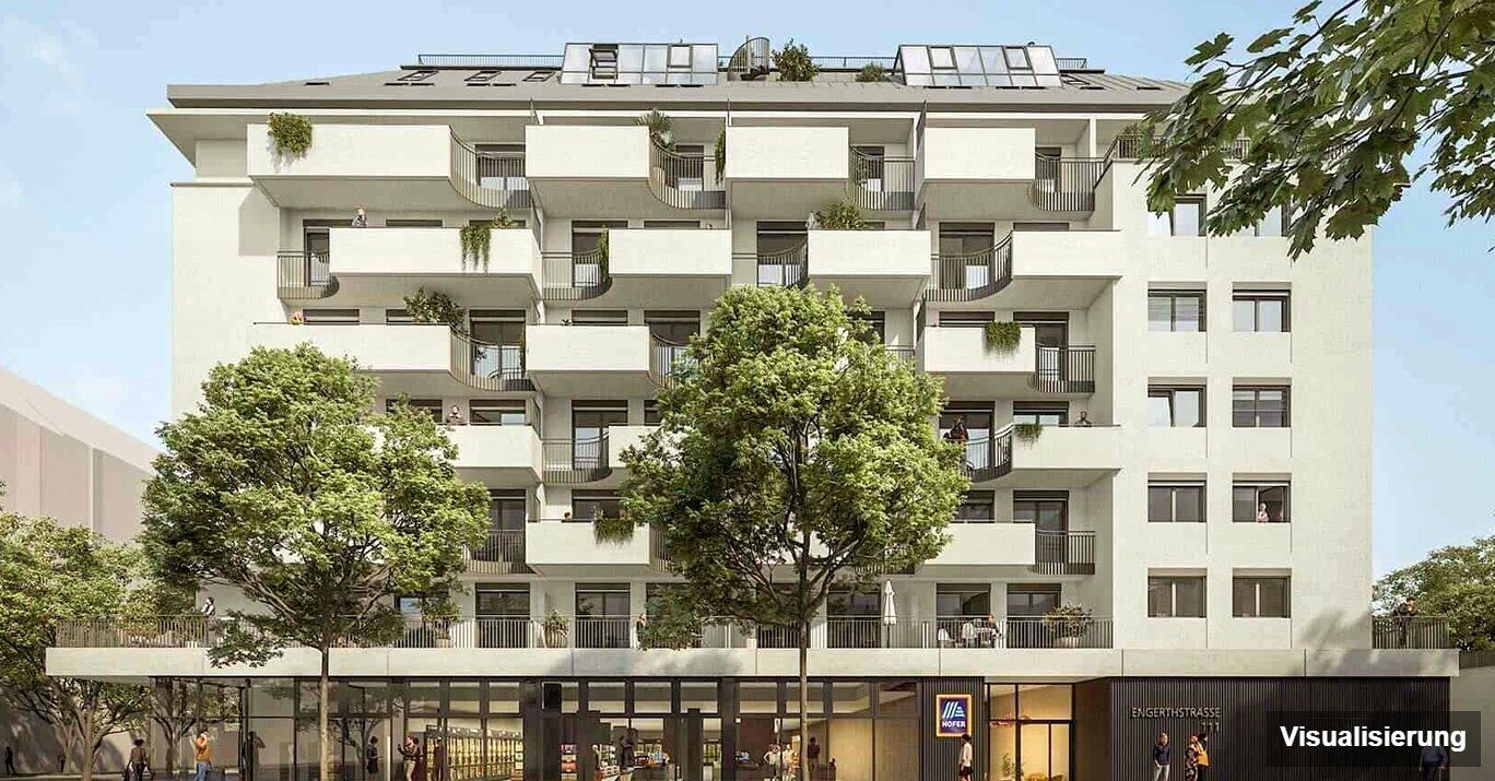 Ansicht Wohnanlage (Visualisierung): Wien-Brigittenau · Neubau: 2-Zimmer-Anlegerwohnung ca. 40 m² · Traisengasse · provisionsfrei
