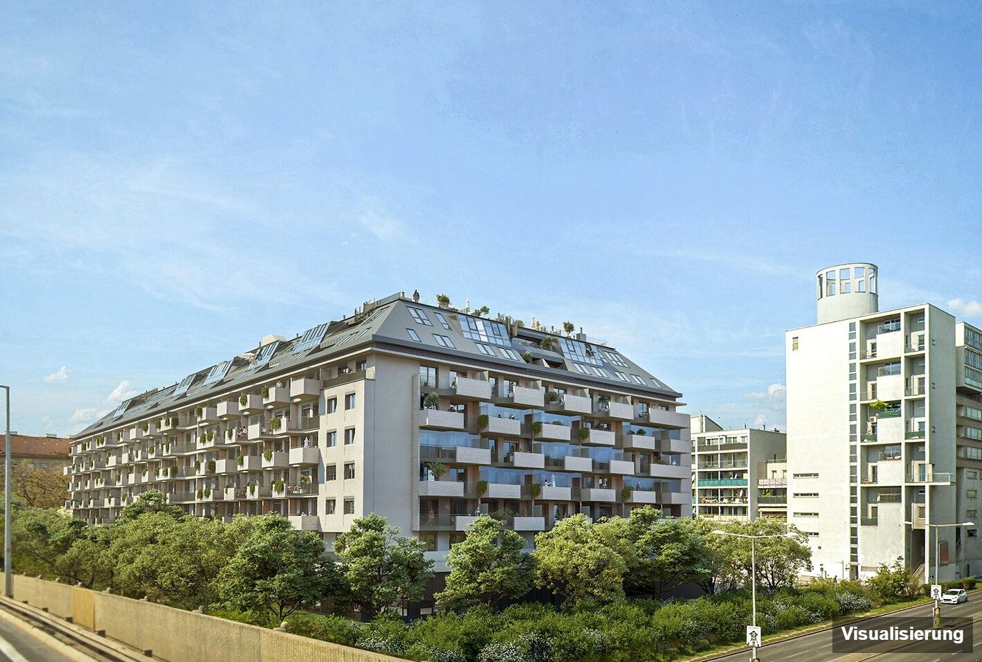 Ansicht Wohnanlage (Visualisierung): Wien-Brigittenau · Neubau: 2-Zimmer-Anlegerwohnung ca. 40 m² · Traisengasse · provisionsfrei