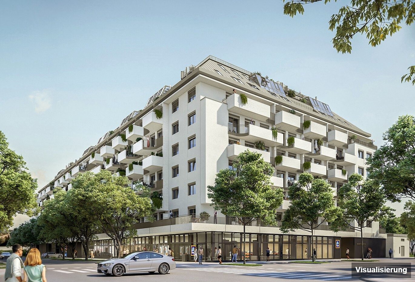Ansicht Wohnanlage (Visualisierung): Wien-Brigittenau · Neubau: 4-Zimmer-Anlegerwohnung ca. 80 m² · Traisengasse · provisionsfrei