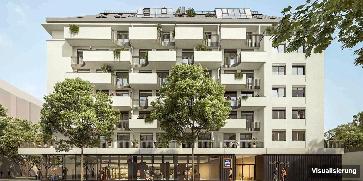 Ansicht Wohnanlage (Visualisierung): Wien-Brigittenau · Neubau: 4-Zimmer-Anlegerwohnung ca. 80 m² · Traisengasse · provisionsfrei