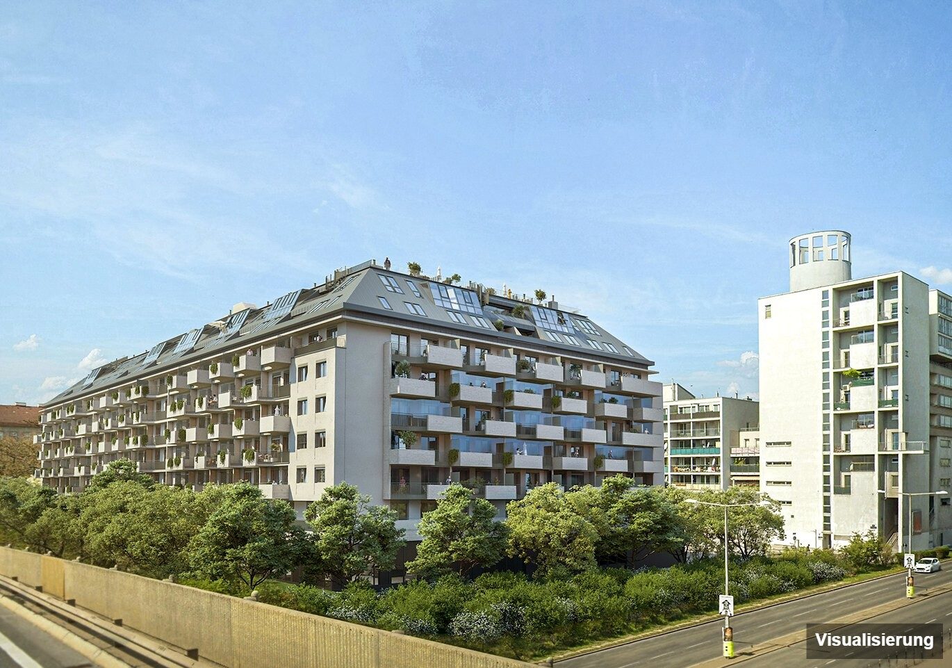 Ansicht Wohnanlage (Visualisierung): Wien-Brigittenau · Neubau: 2-Zimmer-Anlegerwohnung ca. 53 m² · Traisengasse · provisionsfrei