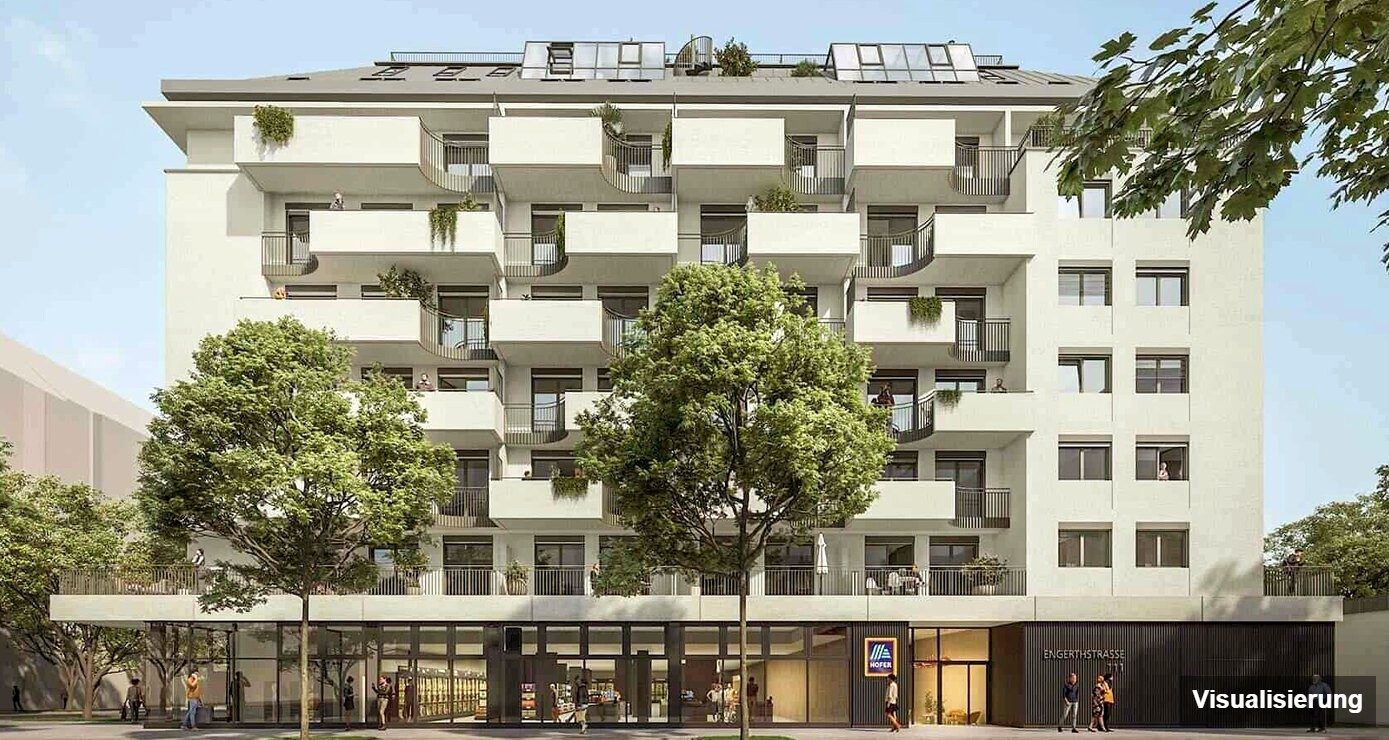 Ansicht Wohnanlage (Visualisierung): Wien-Brigittenau · Neubau: 2-Zimmer-Anlegerwohnung ca. 46 m² · Traisengasse · provisionsfrei