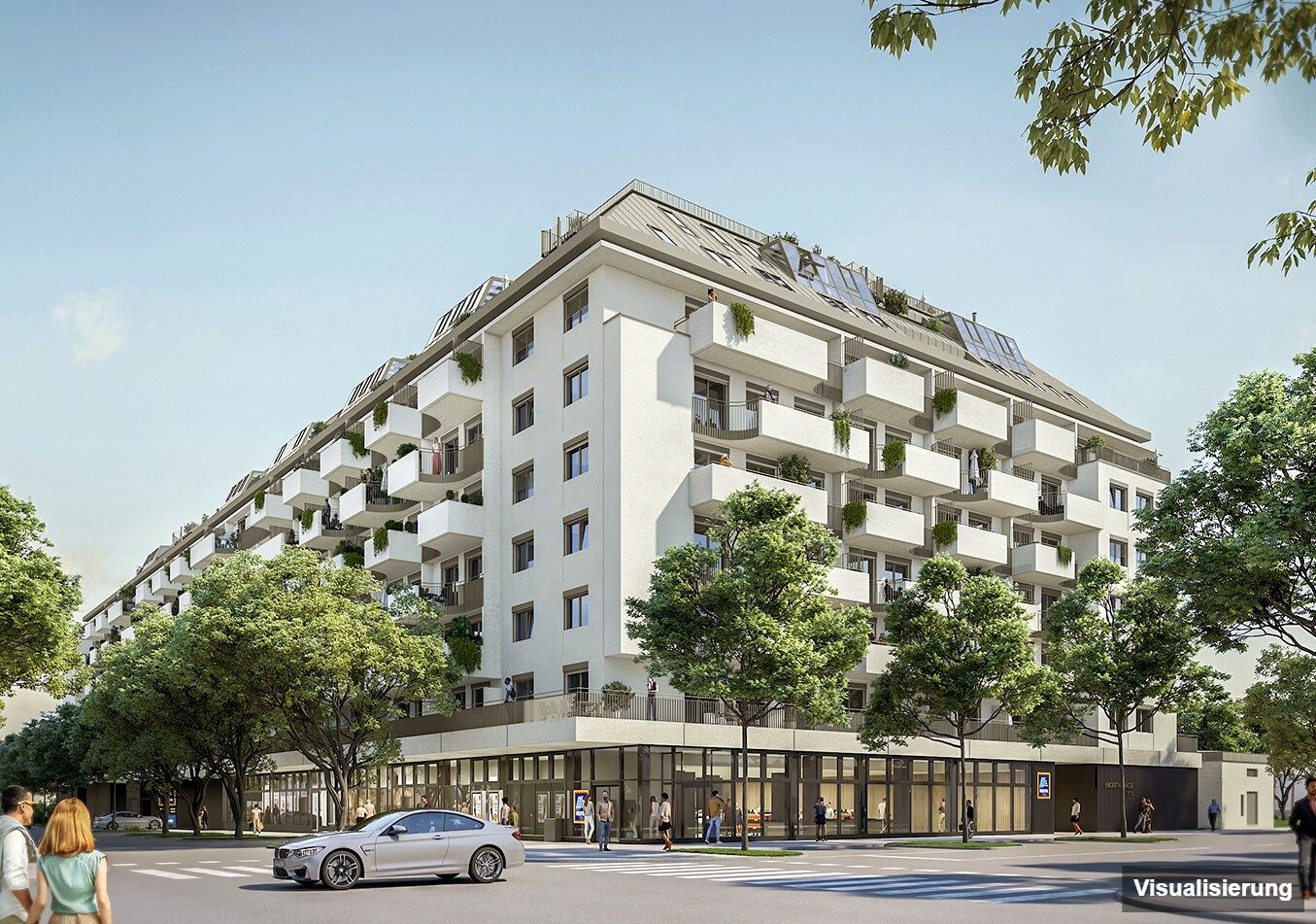Ansicht Wohnanlage (Visualisierung): Wien-Brigittenau · Neubau: 2-Zimmer-Anlegerwohnung ca. 40 m² · Traisengasse · provisionsfrei