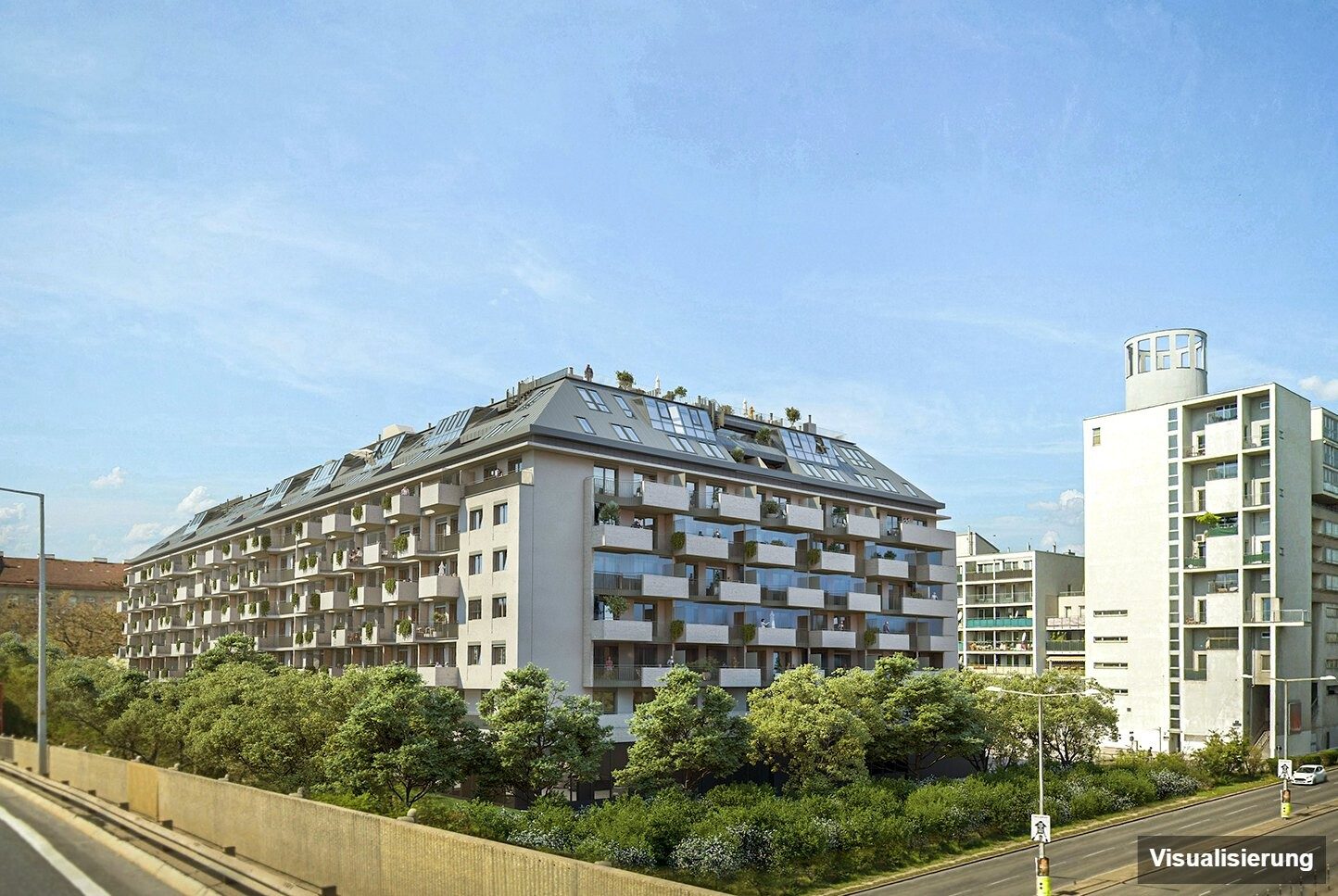 Ansicht Wohnanlage (Visualisierung): Wien-Brigittenau · Neubau: 2-Zimmer-Anlegerwohnung ca. 40 m² · Traisengasse · provisionsfrei
