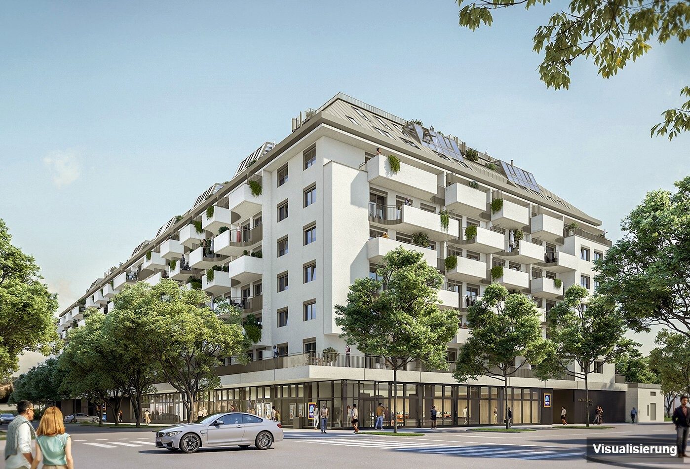 Ansicht Wohnanlage (Visualisierung): Wien-Brigittenau · Neubau: 2-Zimmer-Anlegerwohnung ca. 40 m² · Traisengasse · provisionsfrei