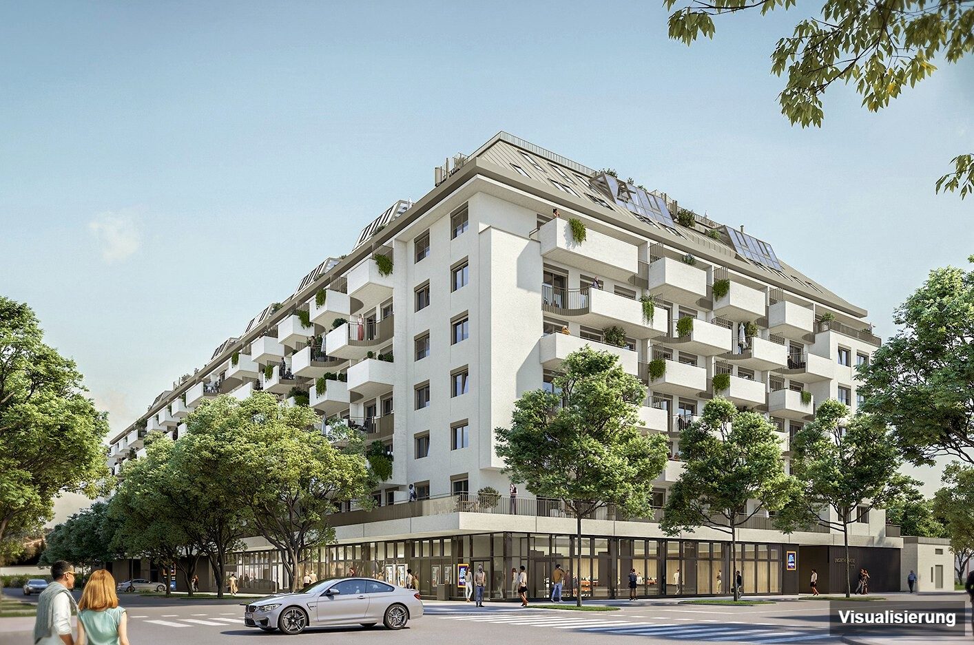 Ansicht Wohnanlage (Visualisierung): Wien-Brigittenau · Neubau: 2-Zimmer-Anlegerwohnung ca. 40 m² · Traisengasse · provisionsfrei