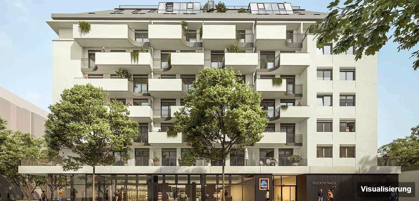 Ansicht Wohnanlage (Visualisierung): Wien-Brigittenau · Neubau: 3-Zimmer-Anlegerwohnung ca. 59 m² · Traisengasse · provisionsfrei