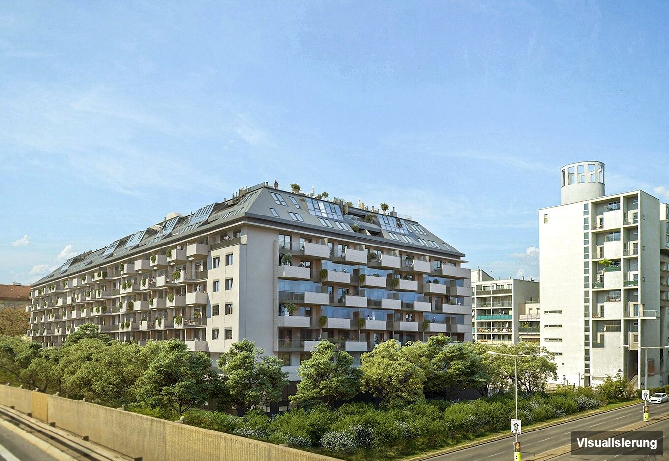 Ansicht Wohnanlage (Visualisierung): Wien-Brigittenau · Neubau: 2-Zimmer-Anlegerwohnung ca. 40 m² · Traisengasse · provisionsfrei