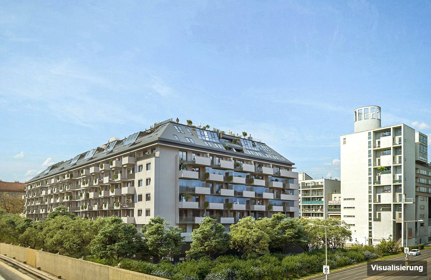 Ansicht Wohnanlage (Visualisierung): Wien-Brigittenau · Neubau: 2-Zimmer-Anlegerwohnung ca. 47 m² · Traisengasse · provisionsfrei