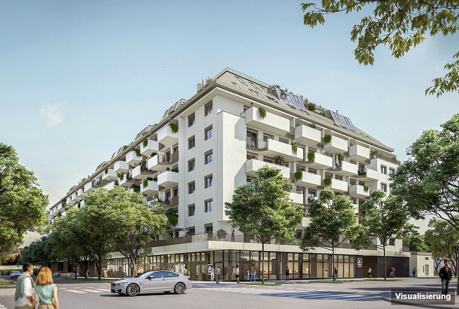 Ansicht Wohnanlage (Visualisierung): Wien-Brigittenau · Neubau: 4-Zimmer-Anlegerwohnung ca. 81 m² · Traisengasse · provisionsfrei