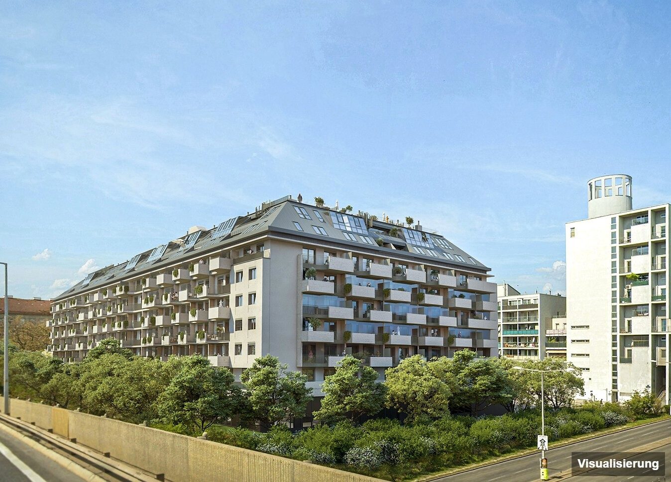 Ansicht Wohnanlage (Visualisierung): RESERVIERT · Wien-Brigittenau · Neubau: 3-Zimmer-Anlegerwohnung ca. 63 m² · Traisengasse · provisionsfrei