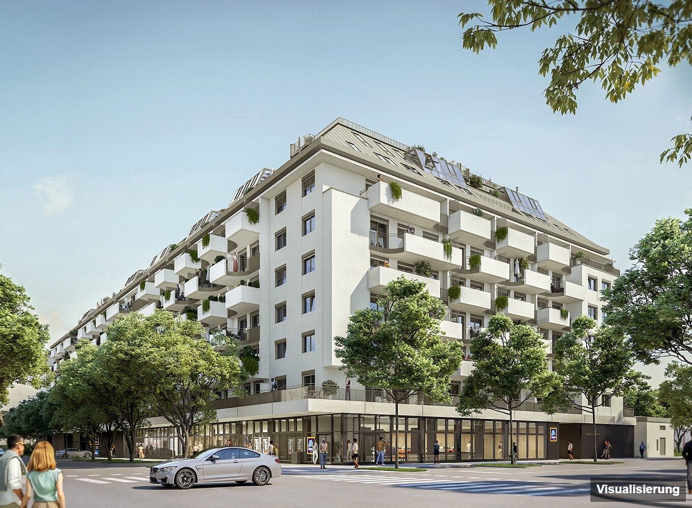 Ansicht Wohnanlage (Visualisierung): Wien-Brigittenau · Neubau: 4-Zimmer-Anlegerwohnung ca. 79 m² · Traisengasse · provisionsfrei