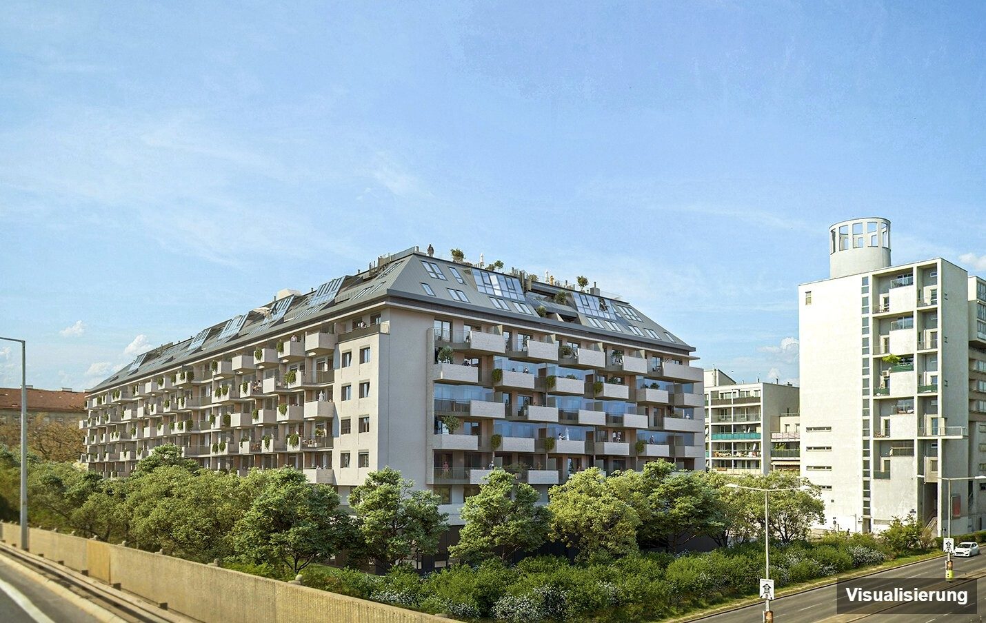 Ansicht Wohnanlage (Visualisierung): Wien-Brigittenau · Neubau: 4-Zimmer-Anlegerwohnung ca. 96 m² · Traisengasse · provisionsfrei