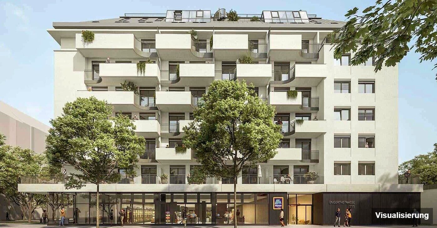 Ansicht Wohnanlage (Visualisierung): Wien-Brigittenau · Neubau: 2-Zimmer-Anlegerwohnung ca. 43 m² · Traisengasse · provisionsfrei