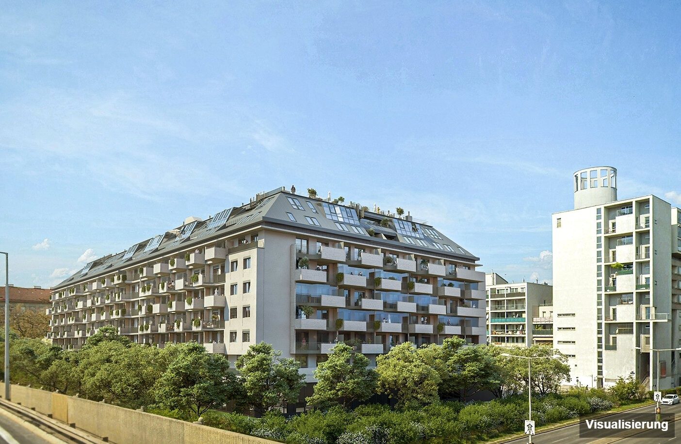 Ansicht Wohnanlage (Visualisierung): Wien-Brigittenau · Neubau: 2-Zimmer-Anlegerwohnung ca. 45 m² · Traisengasse · provisionsfrei