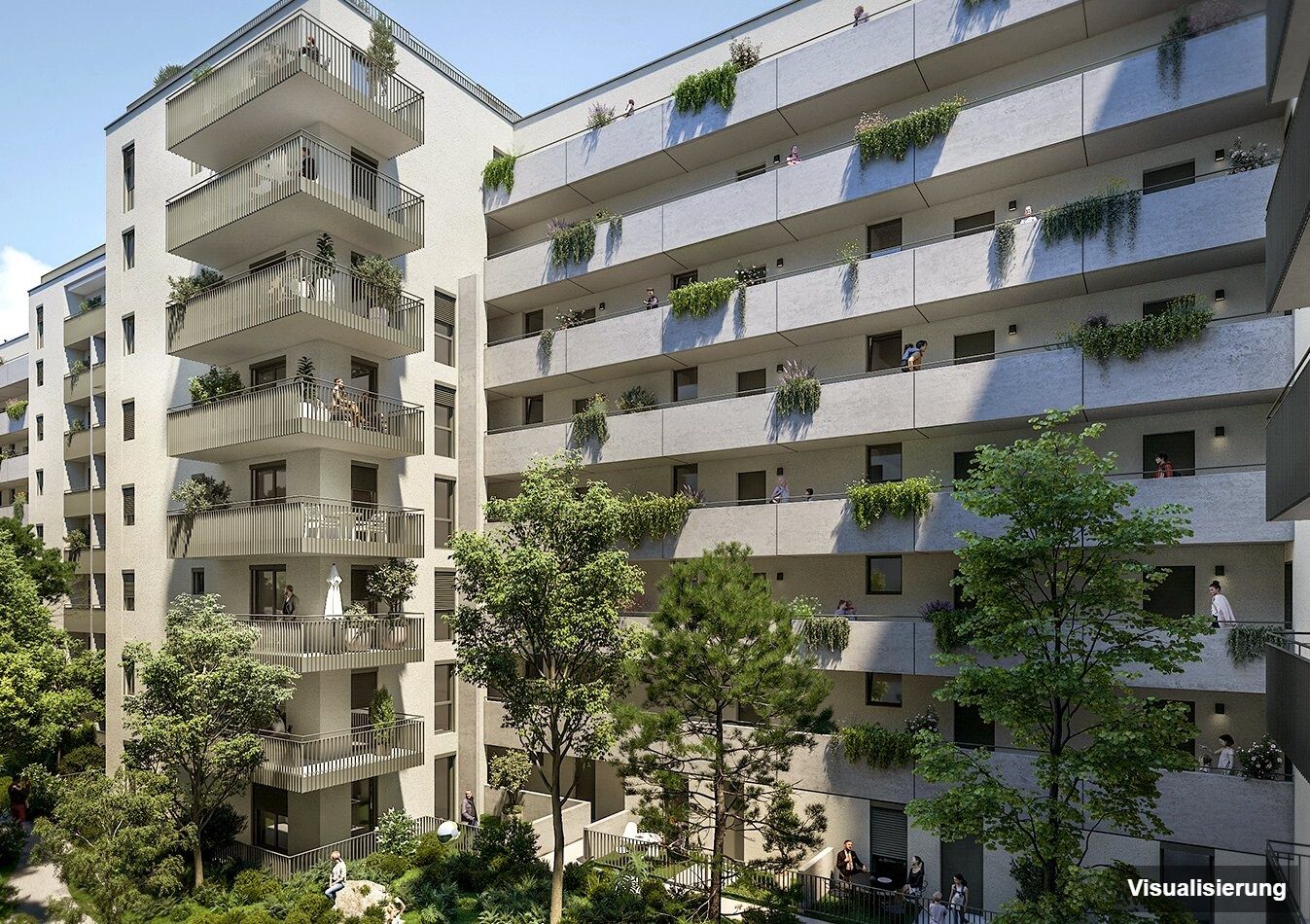 Ansicht Wohnanlage (Visualisierung): Wien-Brigittenau · Neubau: 3-Zimmer-Anlegerwohnung ca. 90 m² · Traisengasse · provisionsfrei