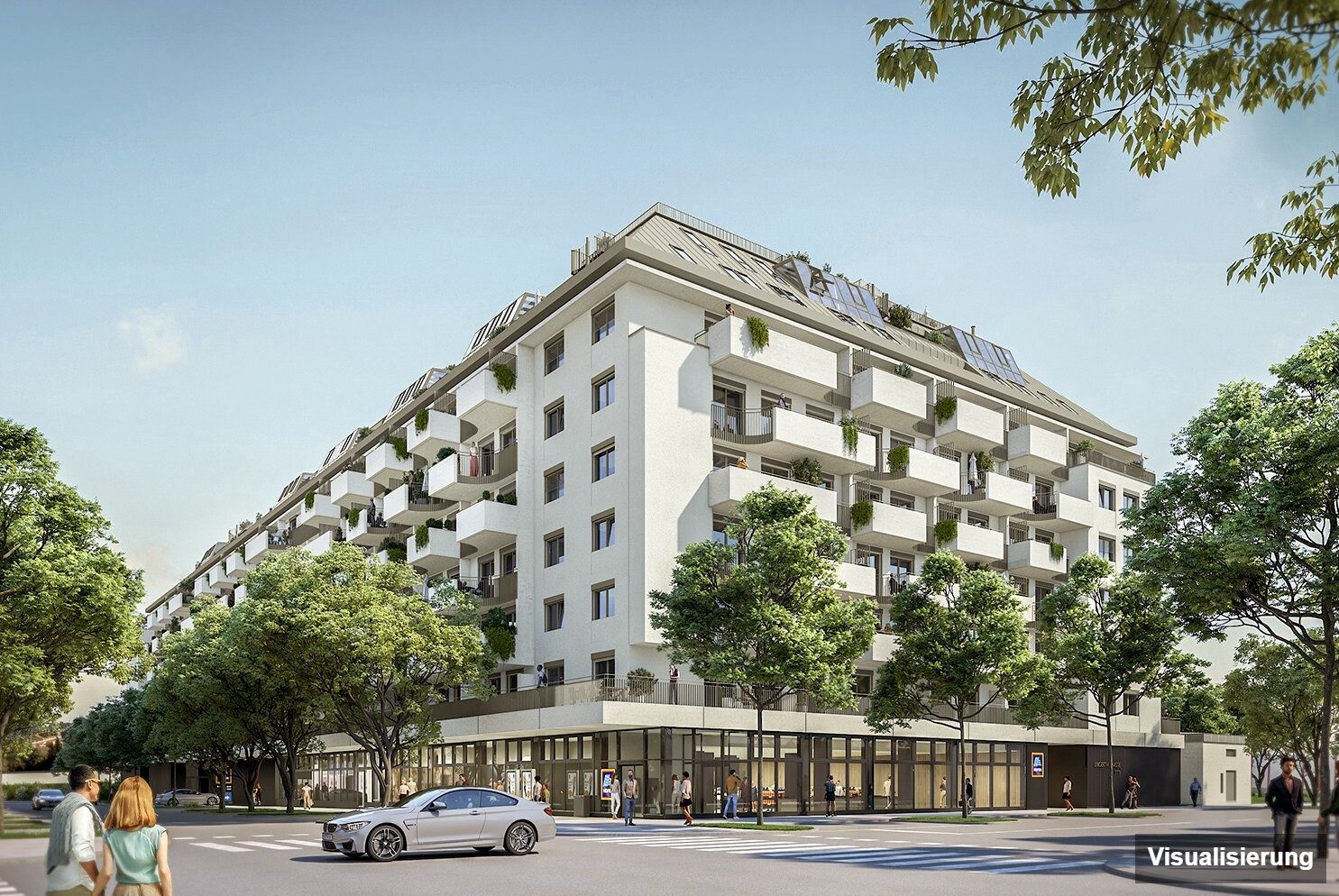 Ansicht Wohnanlage (Visualisierung): Wien-Brigittenau · Neubau: 4-Zimmer-Anlegerwohnung ca. 80 m² · Traisengasse · provisionsfrei