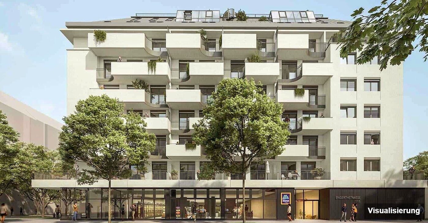 Ansicht Wohnanlage (Visualisierung): RESERVIERT · Wien-Brigittenau · Neubau: 4-Zimmer-Anlegerwohnung ca. 77 m² · Traisengasse · provisionsfrei