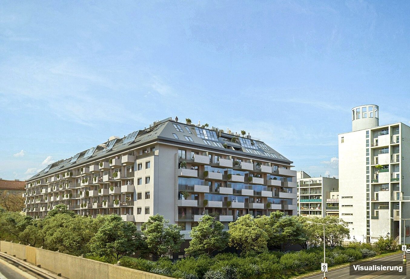 Ansicht Wohnanlage (Visualisierung): Wien-Brigittenau · Neubau: 2-Zimmer-Anlegerwohnung ca. 46 m² · Traisengasse · provisionsfrei