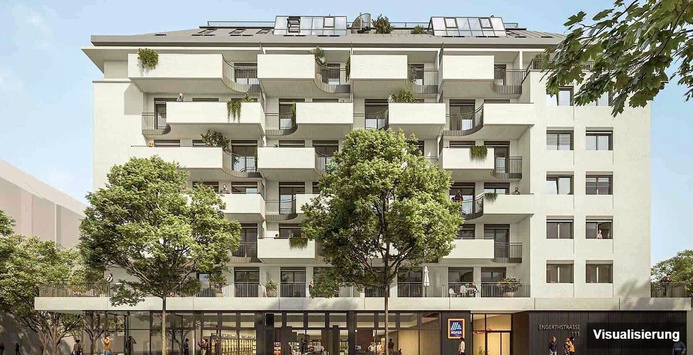 Ansicht Wohnanlage (Visualisierung): Wien-Brigittenau · Neubau: 4-Zimmer-Anlegerwohnung ca. 80 m² · Traisengasse · provisionsfrei