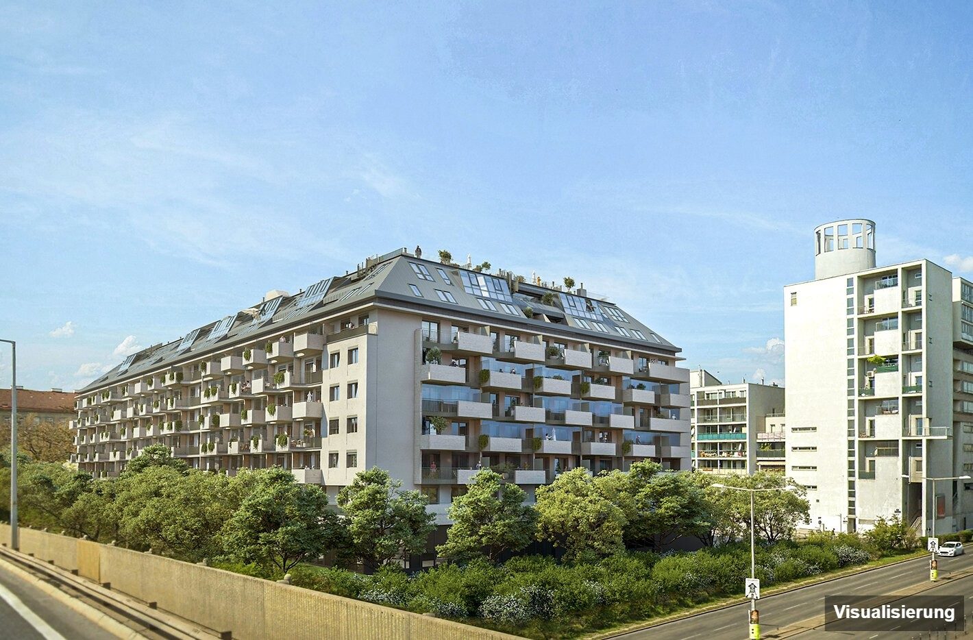 Ansicht Wohnanlage (Visualisierung): Wien-Brigittenau · Neubau: 2-Zimmer-Anlegerwohnung ca. 40 m² · Traisengasse · provisionsfrei