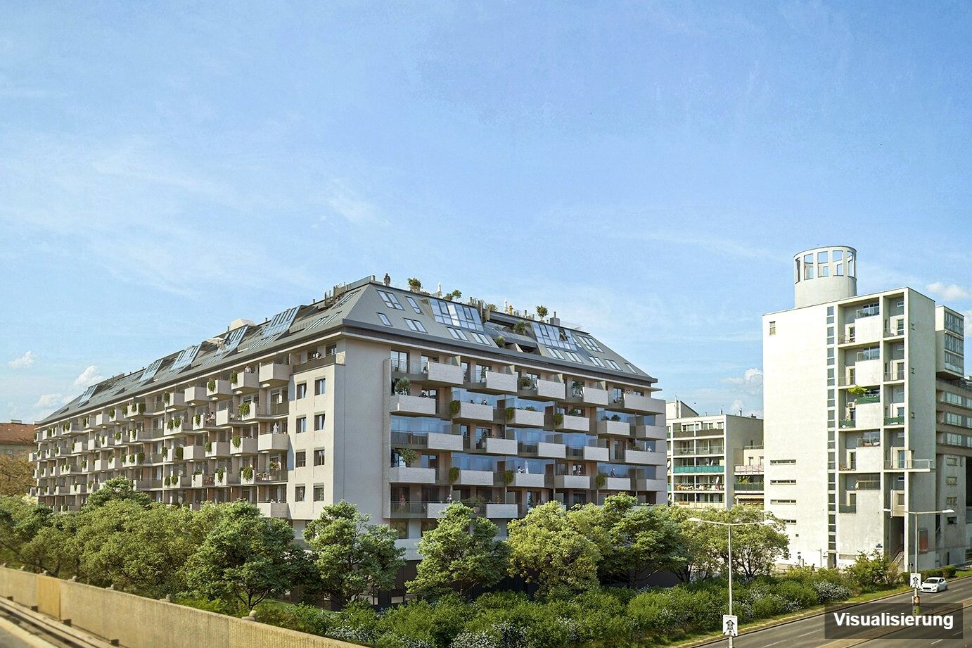 Ansicht Wohnanlage (Visualisierung): Wien-Brigittenau · Neubau: 4-Zimmer-Anlegerwohnung ca. 80 m² · Traisengasse · provisionsfrei
