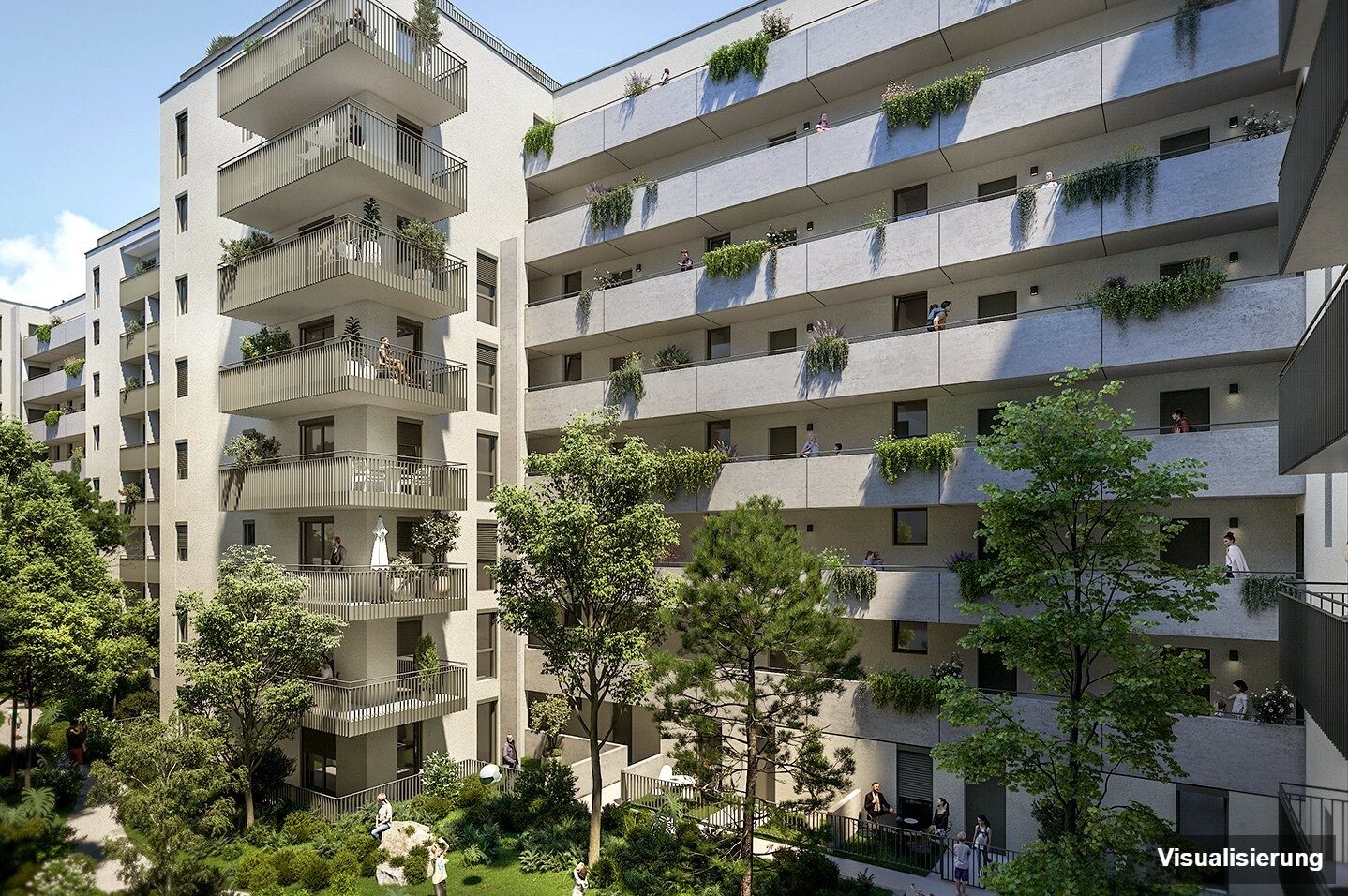 Ansicht Wohnanlage (Visualisierung): RESERVIERT · Wien-Brigittenau · Neubau: 4-Zimmer-Anlegerwohnung ca. 77 m² · Traisengasse · provisionsfrei