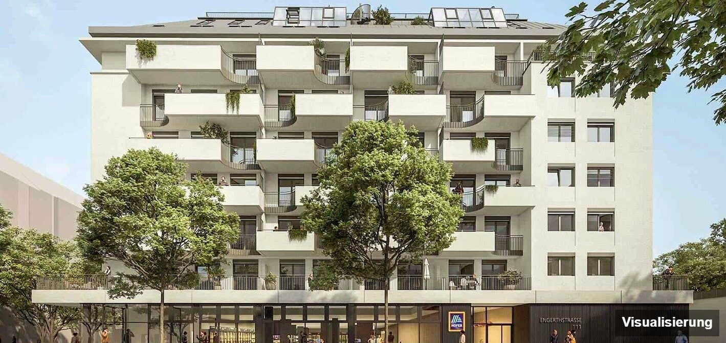 Ansicht Wohnanlage (Visualisierung): Wien-Brigittenau · Neubau: 2-Zimmer-Anlegerwohnung ca. 42 m² · Traisengasse · provisionsfrei